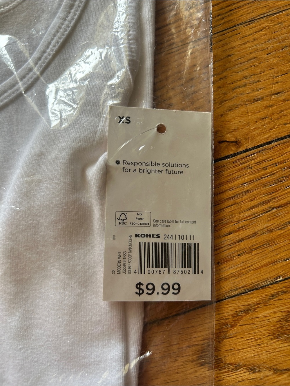 SO White XS Scoop Neck Tank - Classic Cotton - Picture 2 of 3